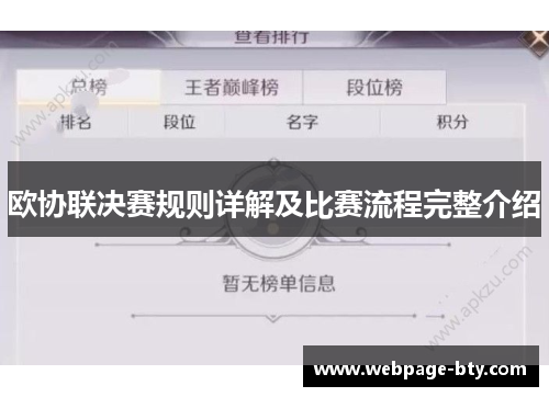 欧协联决赛规则详解及比赛流程完整介绍